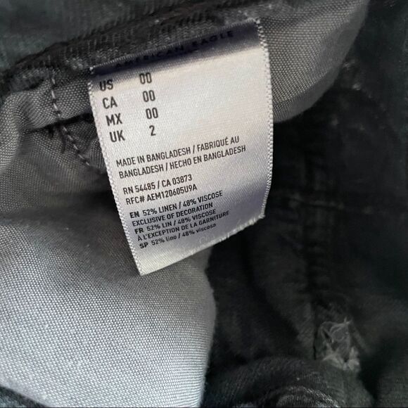 American Eagle Aerie Washed Out Look Black Paper Bag Belted Shorts Size 00 - Picture 6 of 6